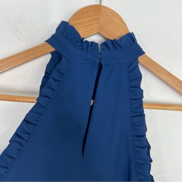 Amanda Uprichard Blue Ruffle Halter Mini Dress Size Small - Picture 8 of 11